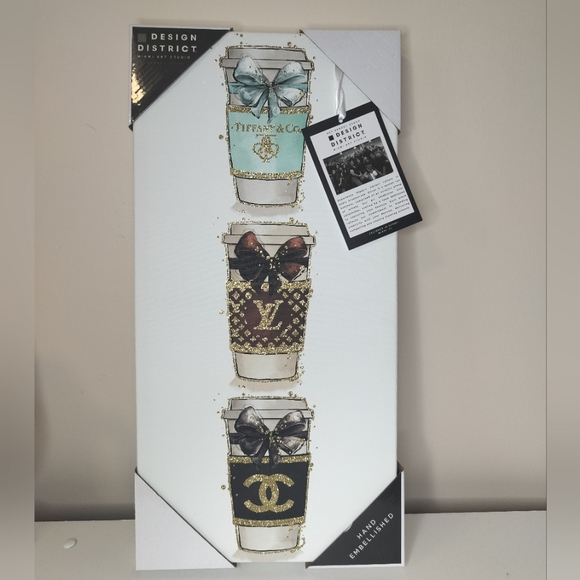 Other - ✨☕ Designer Themed Glitter Coffee Cup Canvas Artwork ✨☕